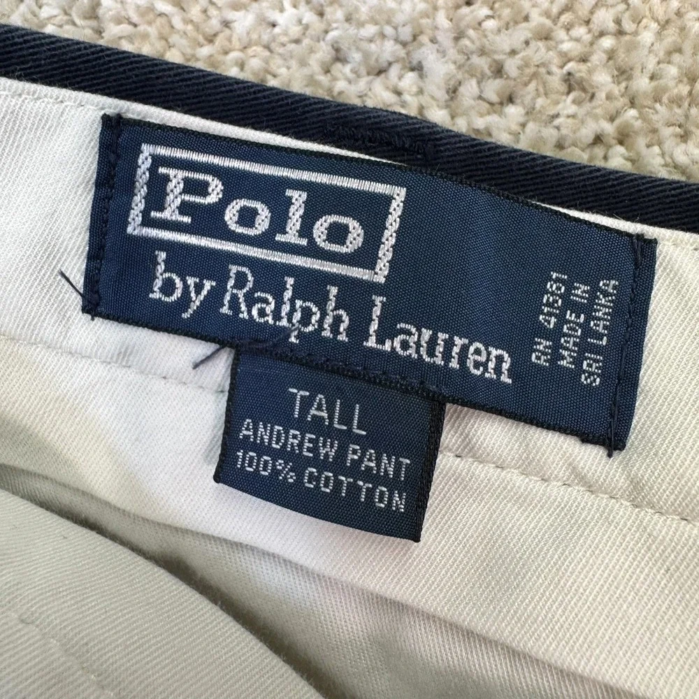 Polo Ralph Lauren Andrew Pant Men 38x36 Navy Blue Pleated Cotton Chino Trousers